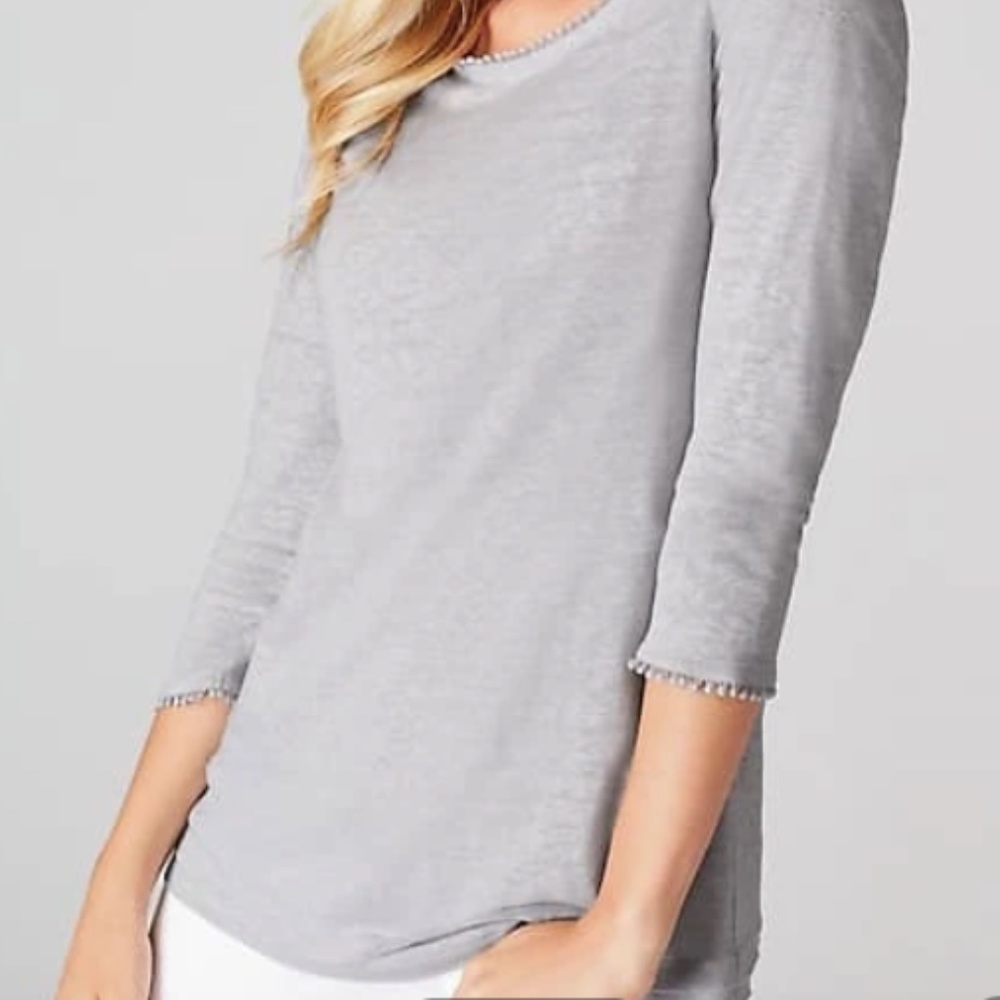 J.jill  Linen-knit scoop neck shirt